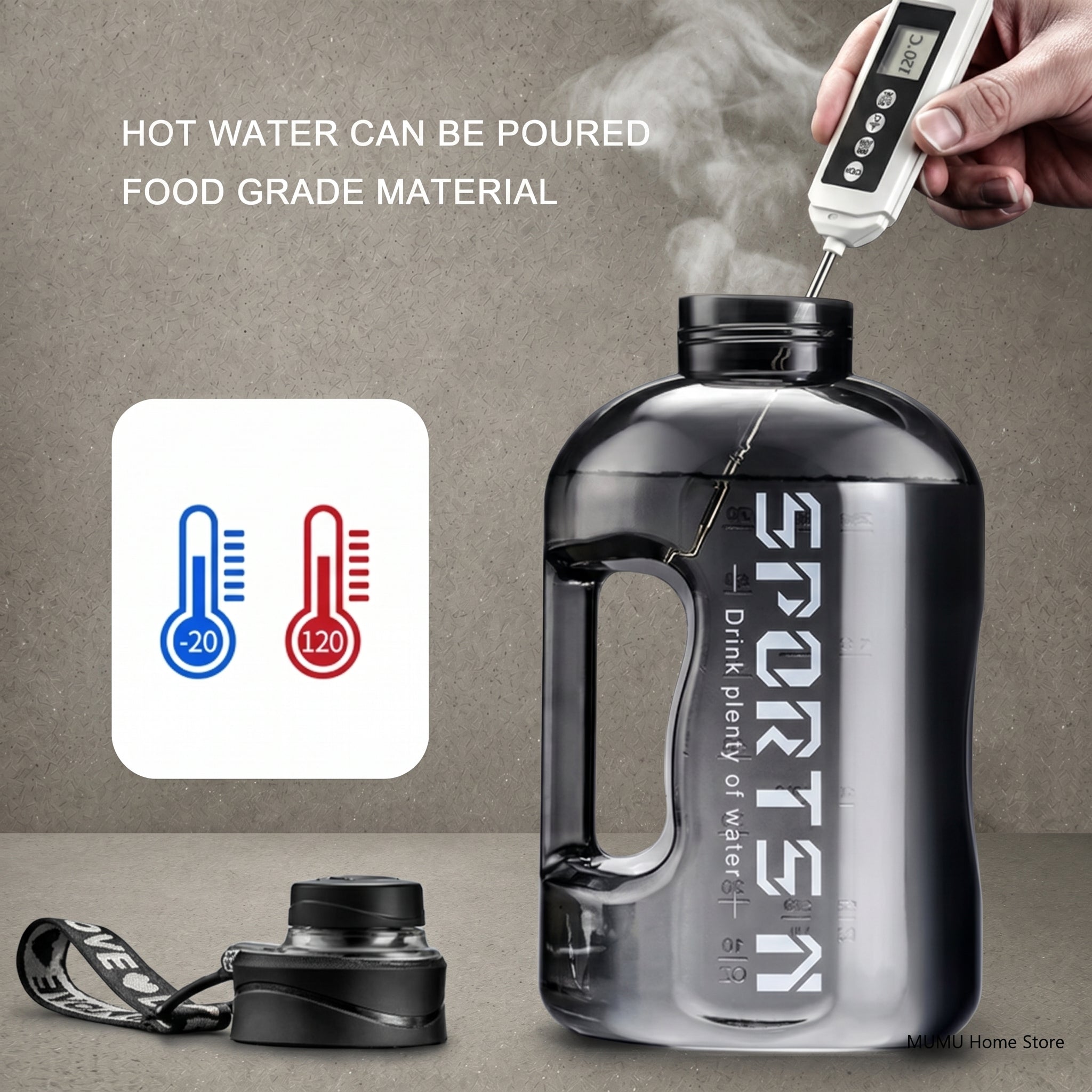 Botella Agua Gran Capacidad Gym Fitness